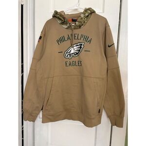 Nike Philadelphia Eagles Salute to Service Hoodie Mens XL Tan Camo Dri-FIT NFL